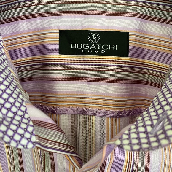 Bugatchi Uomo Multicolor Striped Button Down Shirt large - Picture 3 of 11